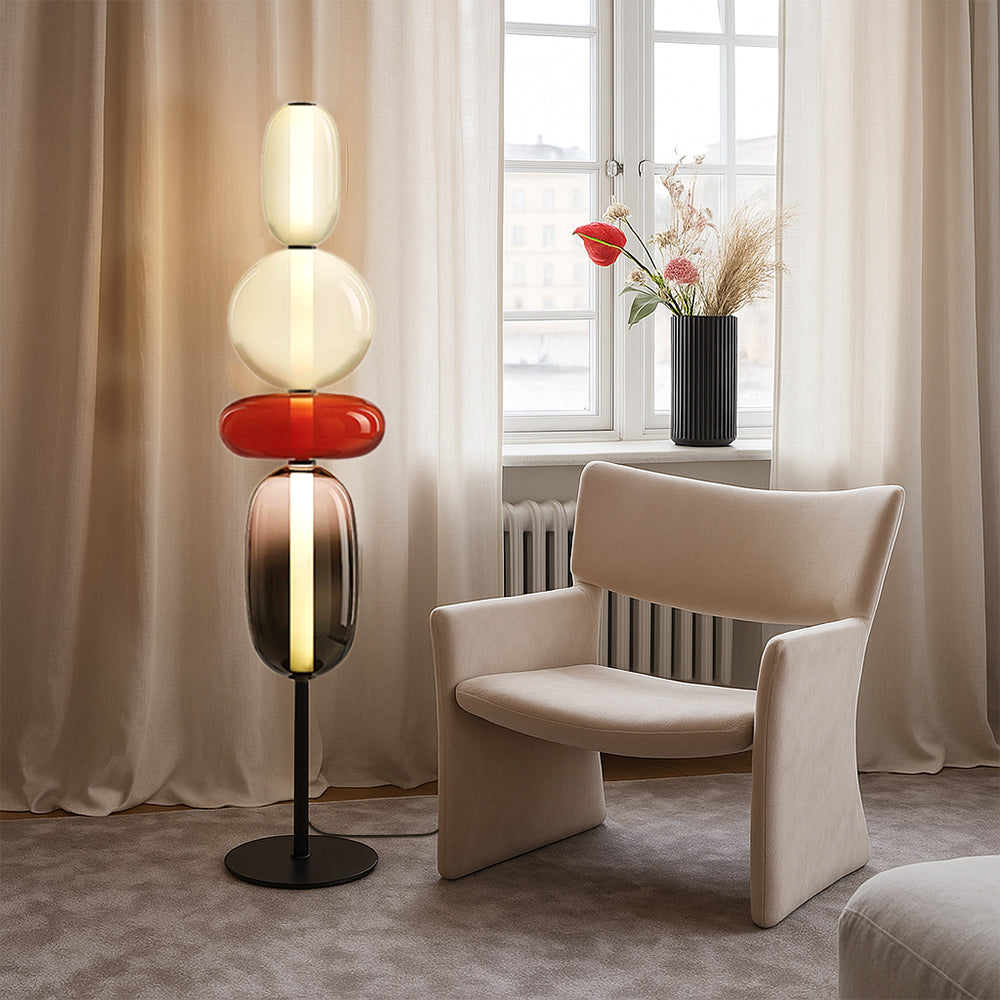 Farverig moderne glas-gulvlampe