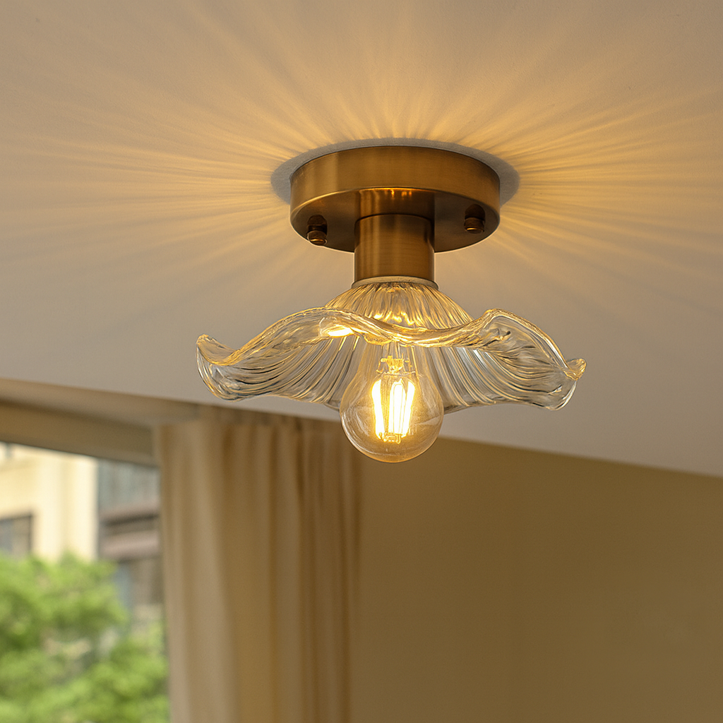 Elegant hibiscus loftlampe i glas