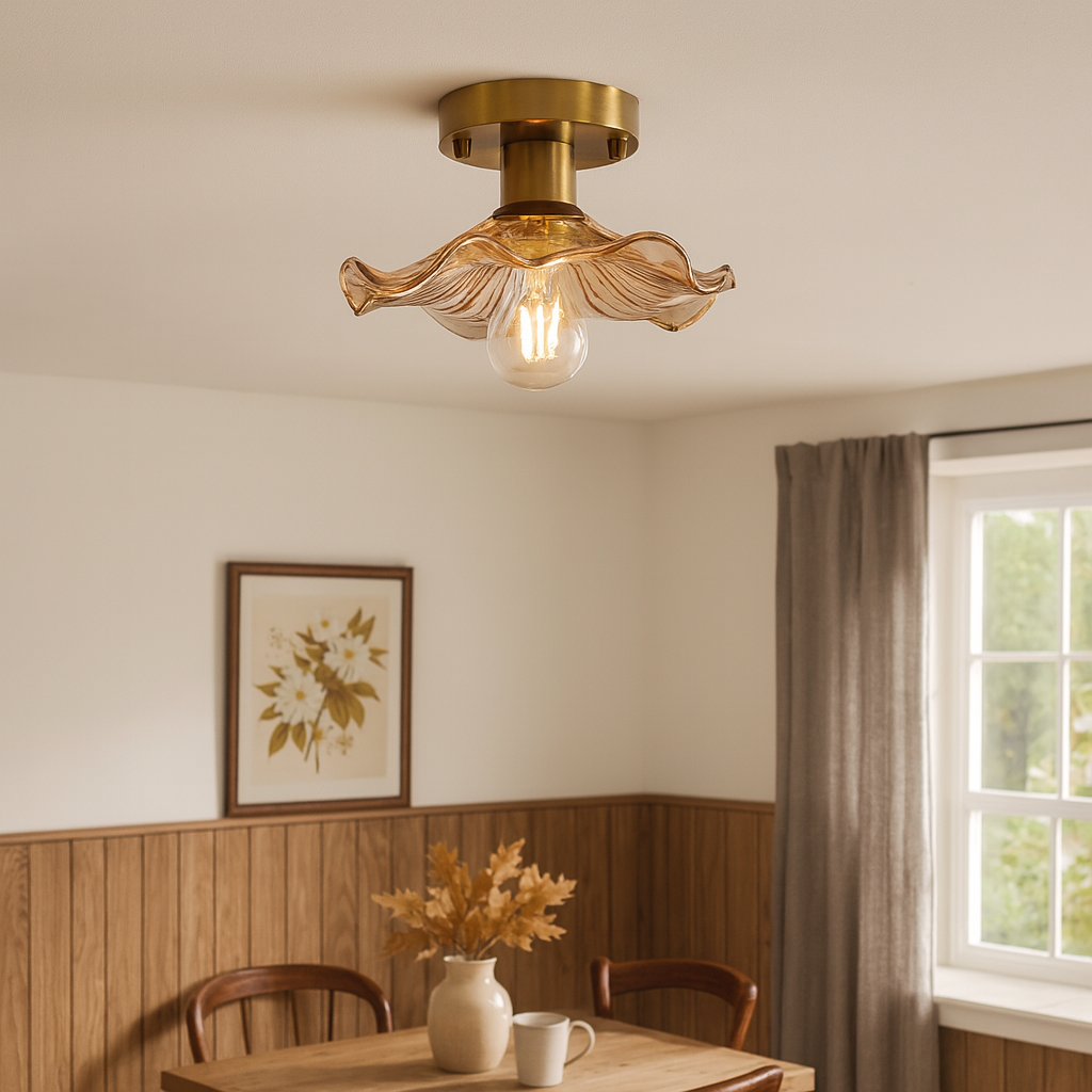 Elegant hibiscus loftlampe i glas