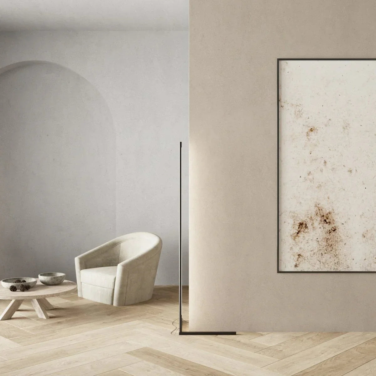 Minimalistisk sort smart LED hjørnegulvlampe