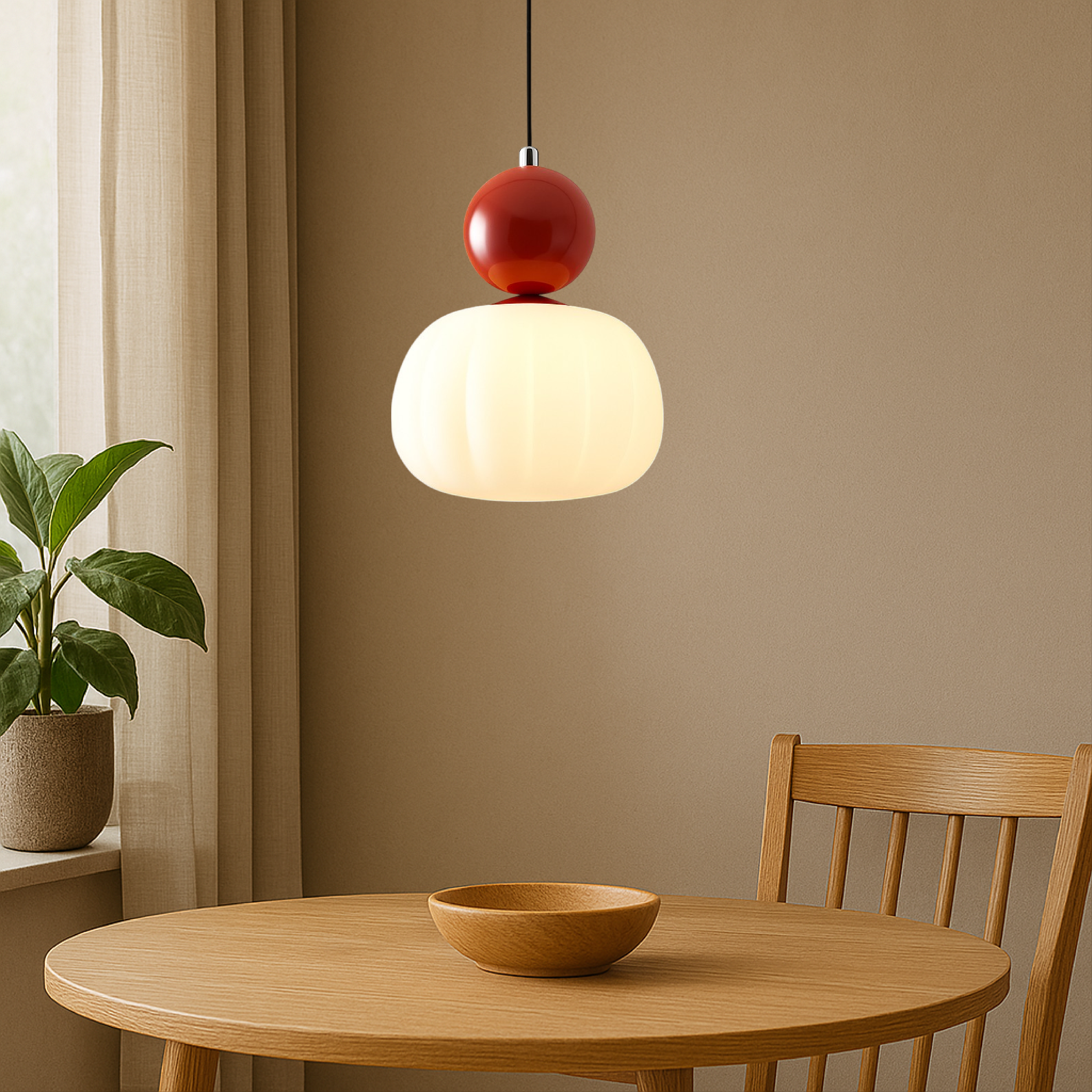 Art deco farvet glas rund pendel haengelampe