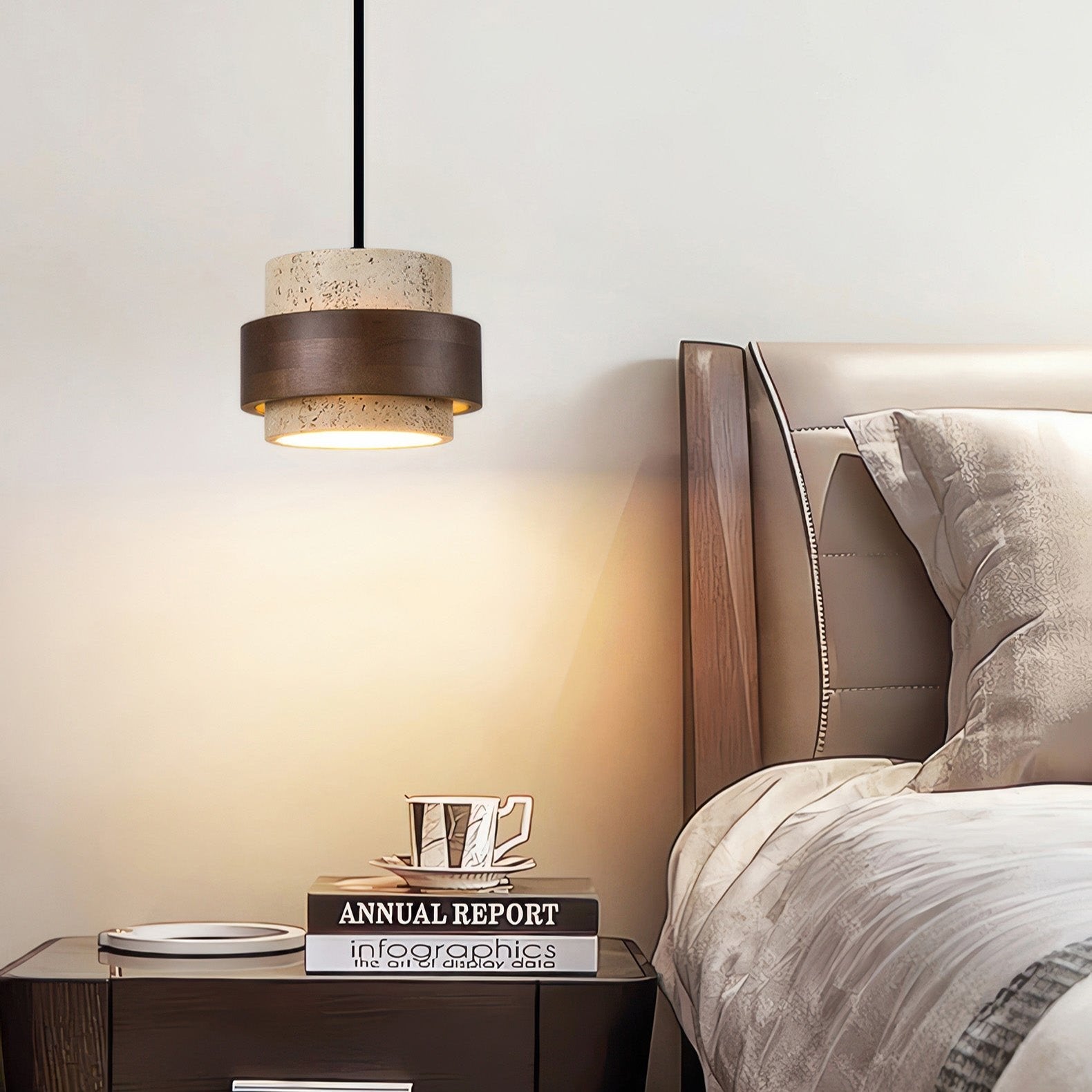 Retro wabi sabi sten lagdelt pendel haengelampe