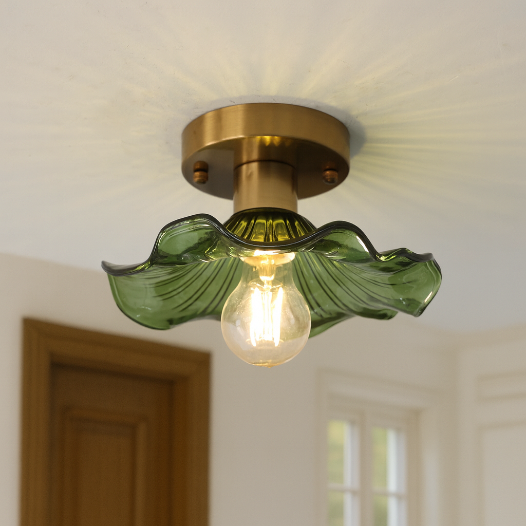 Elegant hibiscus loftlampe i glas
