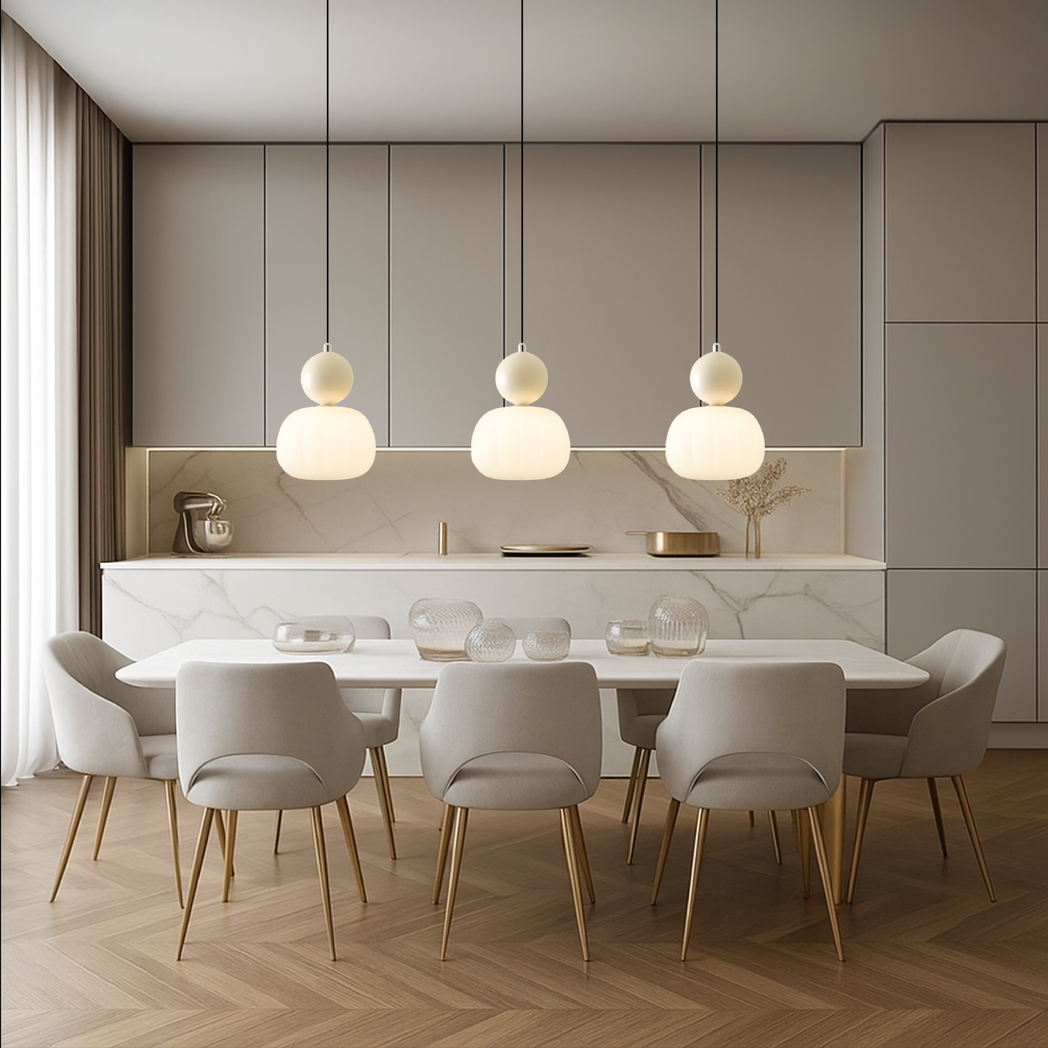 Art deco farvet glas rund pendel haengelampe